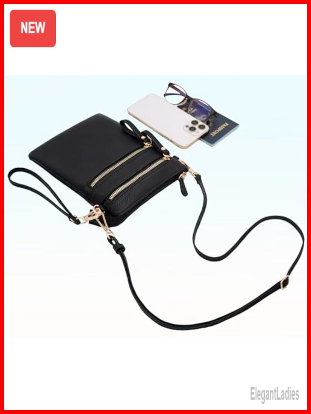 Small Crossbody Bag with Multiple Pockets Detachable Wristlet Faux Leather - Picture 4 of 6
